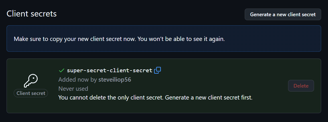 Github OAuth Client Secret