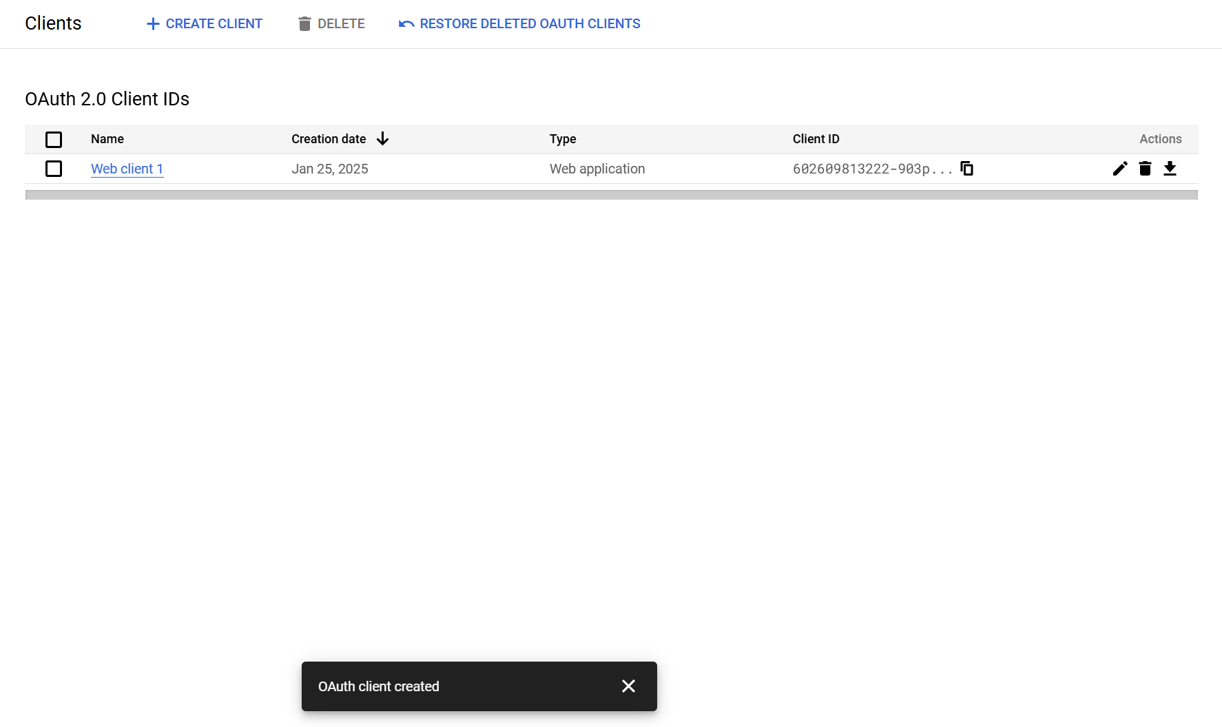 Google Cloud OAuth Clients